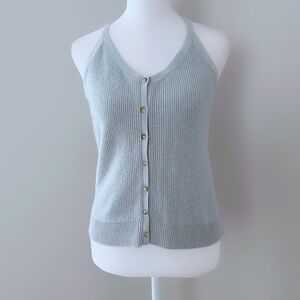 Abercrombie & Fitch Ribbed Knit Button-Front Tank Top – Light Gray, Size S